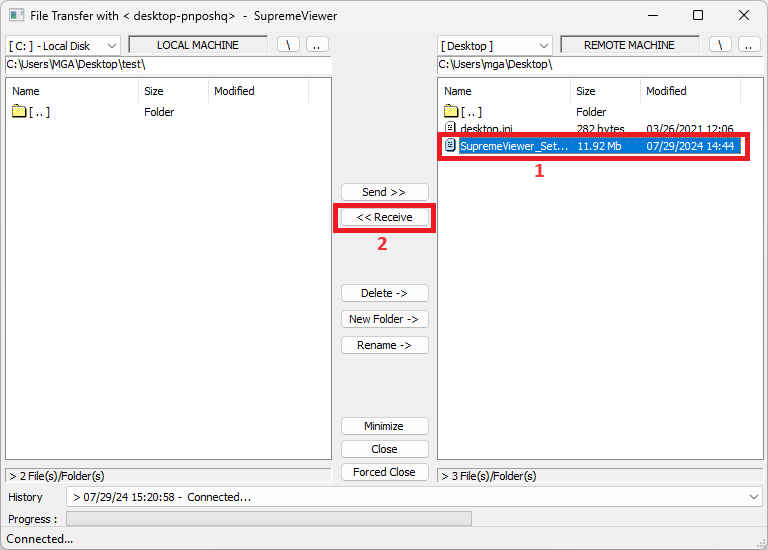 Receiving Remote FIle